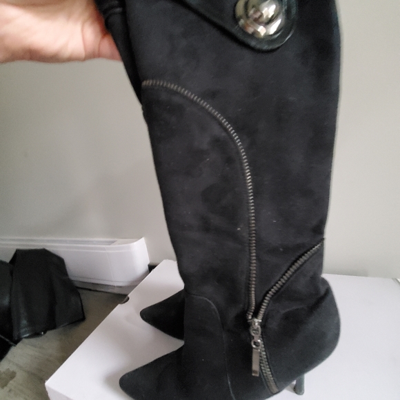 Black suede high heels boots - Picture 2 of 2